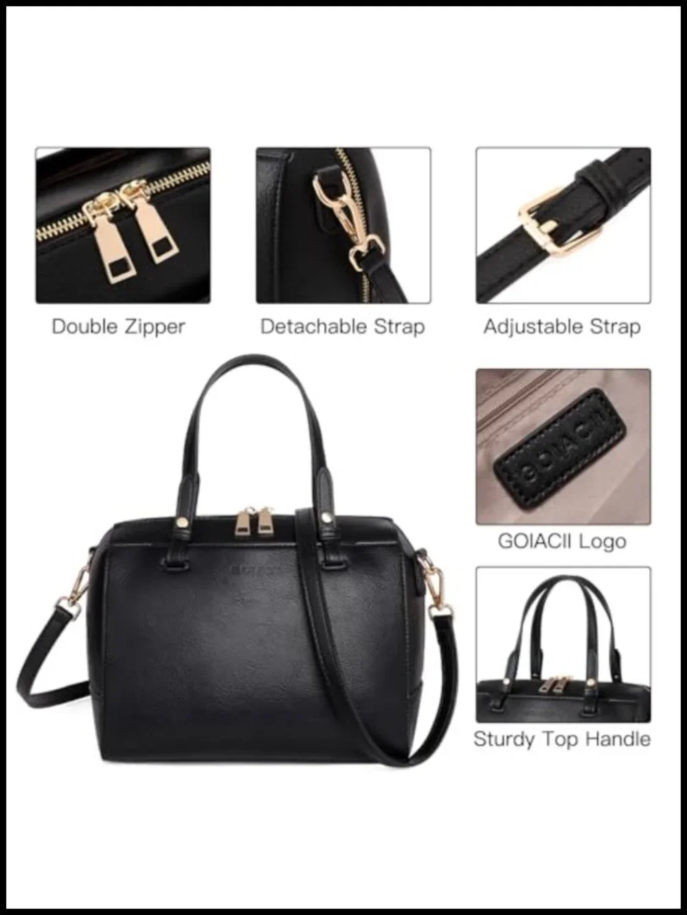 Vegan Leather Satchel Handbag Women Top Handle Tote Large Capacity Crossbody